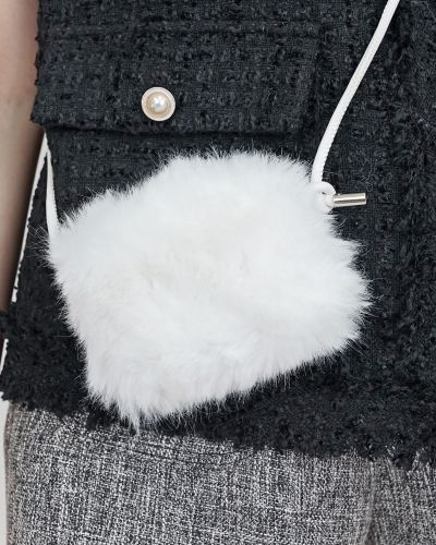 POM POM CROSS BODY BAG-WHITE