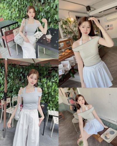 FLOMI STRIPE OFF SHOULDER TOP