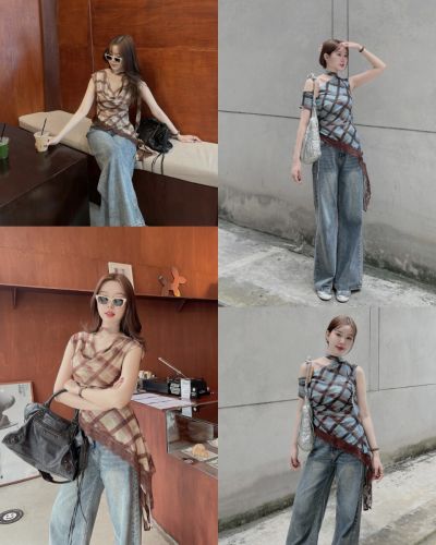 DIAMOND CHECK SLASH TOP