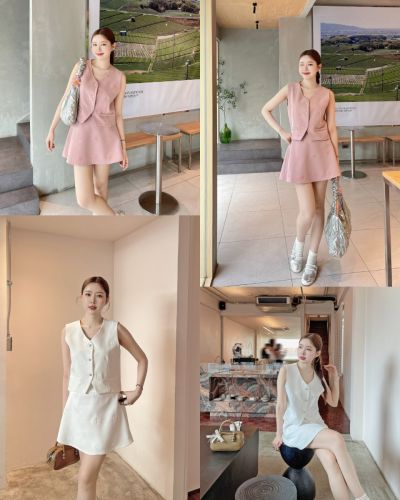 YVES BOW VEST TOP & SKIRT SET