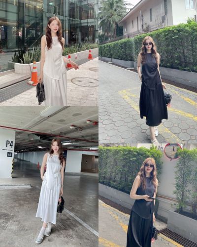 VERENE DRAPED TOP & MIDI SKIRT SET