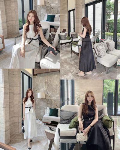 SERENA TOP & PLEATED MIDI SKIRT SET