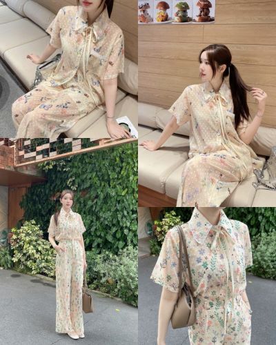 GARDEN SHIRT & PANTS CHIFFON SET