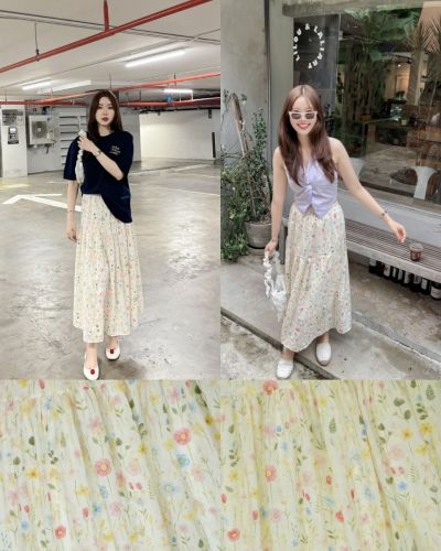 PROVENCE FLORAL EMBROIDERY MAXI SKIRT