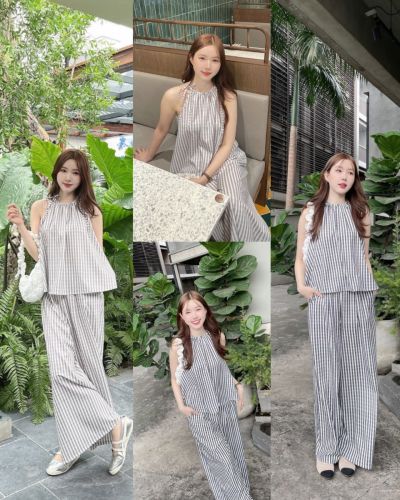 MONO STRIPE TOP & PANTS SET