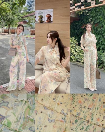 GARDEN SHIRT & PANTS CHIFFON SET