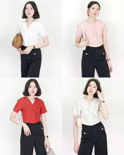 LEICA TWIST FRONT LINEN TOP