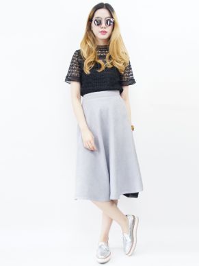 SPECIAL OFFER * CORDUROY CIRCLE SKIRT-GREY-L