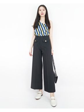 CARA GOLD BUTTON STRAIGHT PANTS