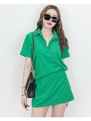 SPECIAL OFFER * ASHLEY POLO TOP &amp; SKIRT TOWEL SET-GREEN