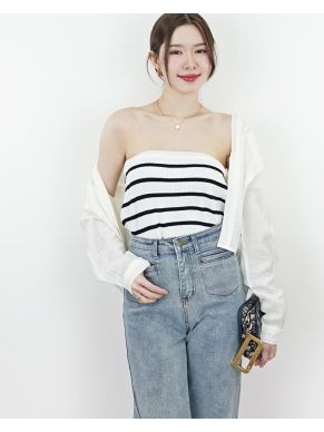 STRIPE KNIT LOOSE FIT TUBE TOP