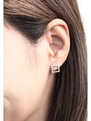 BRUSHED OPEN SQUARE EARRINGS